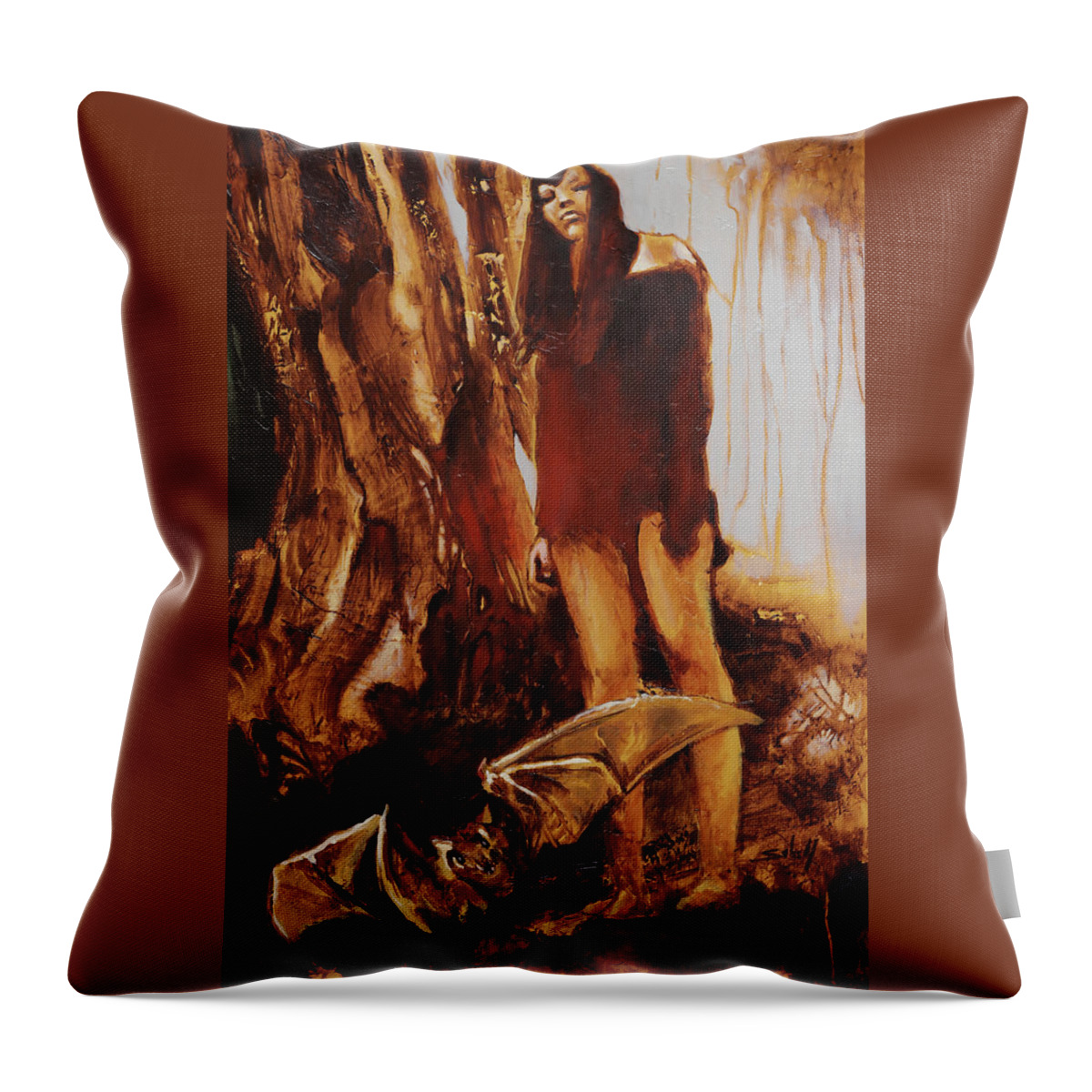Girl Throw Pillow featuring the painting Baroness Xibalba by Sv Bell