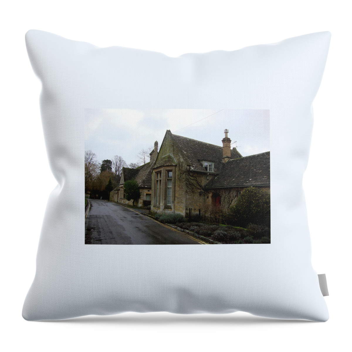 Medieval Village Throw Pillow featuring the photograph Bay Windows in the Cotswolds by Roxy Rich