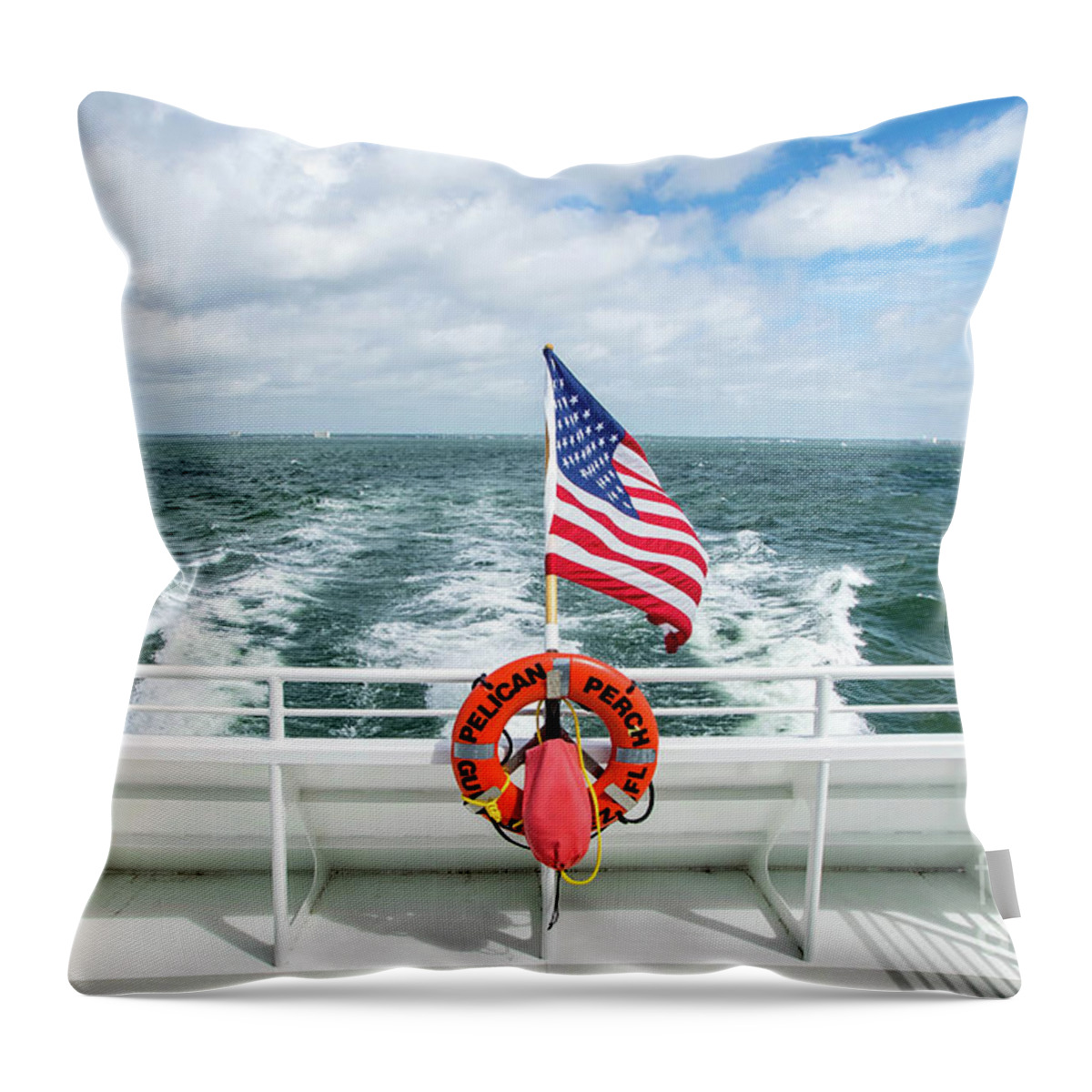 Pensacola Throw Pillow featuring the photograph Bayside Ferry View by Beachtown Views