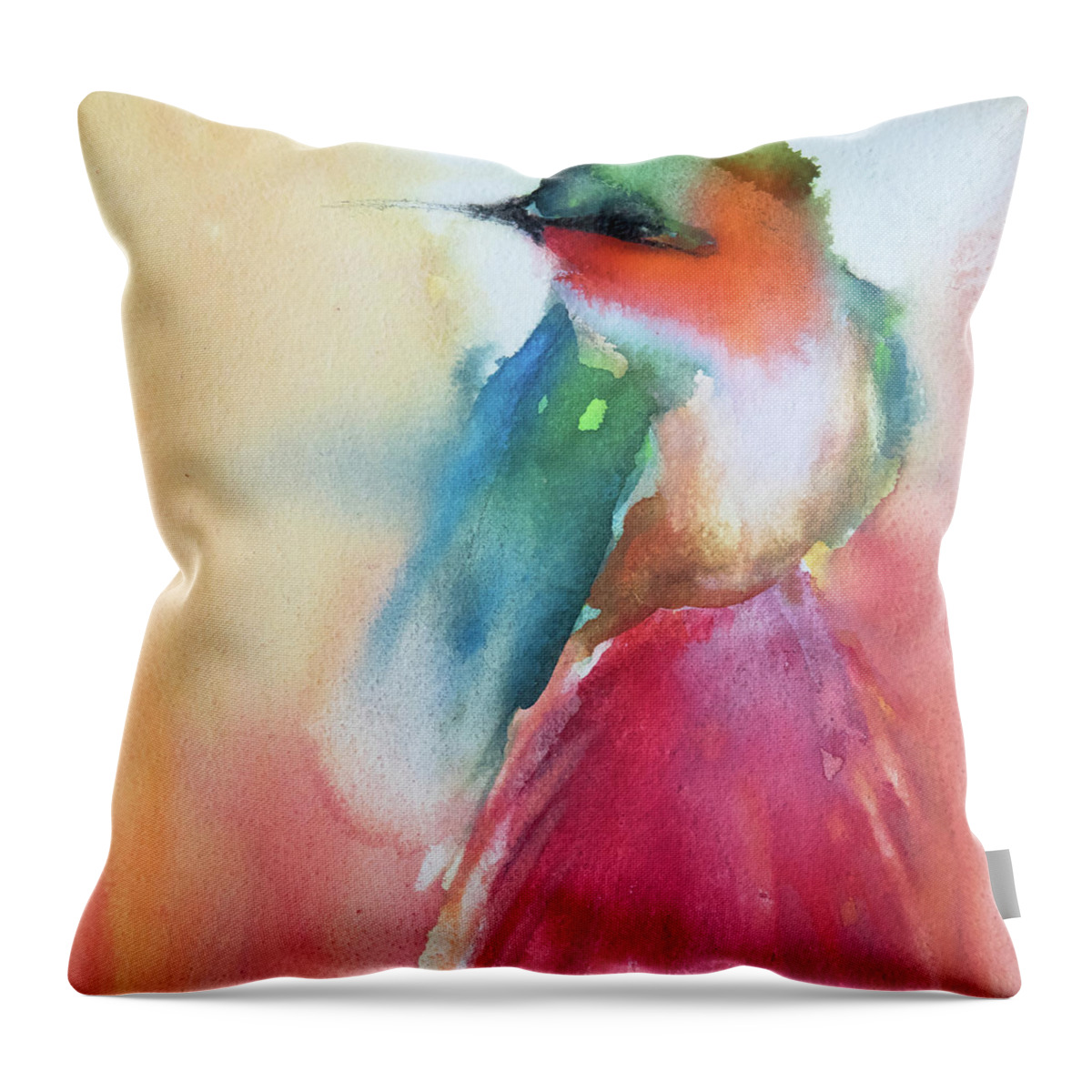 Hummingbird Throw Pillow featuring the painting Be Still And Know by Jani Freimann