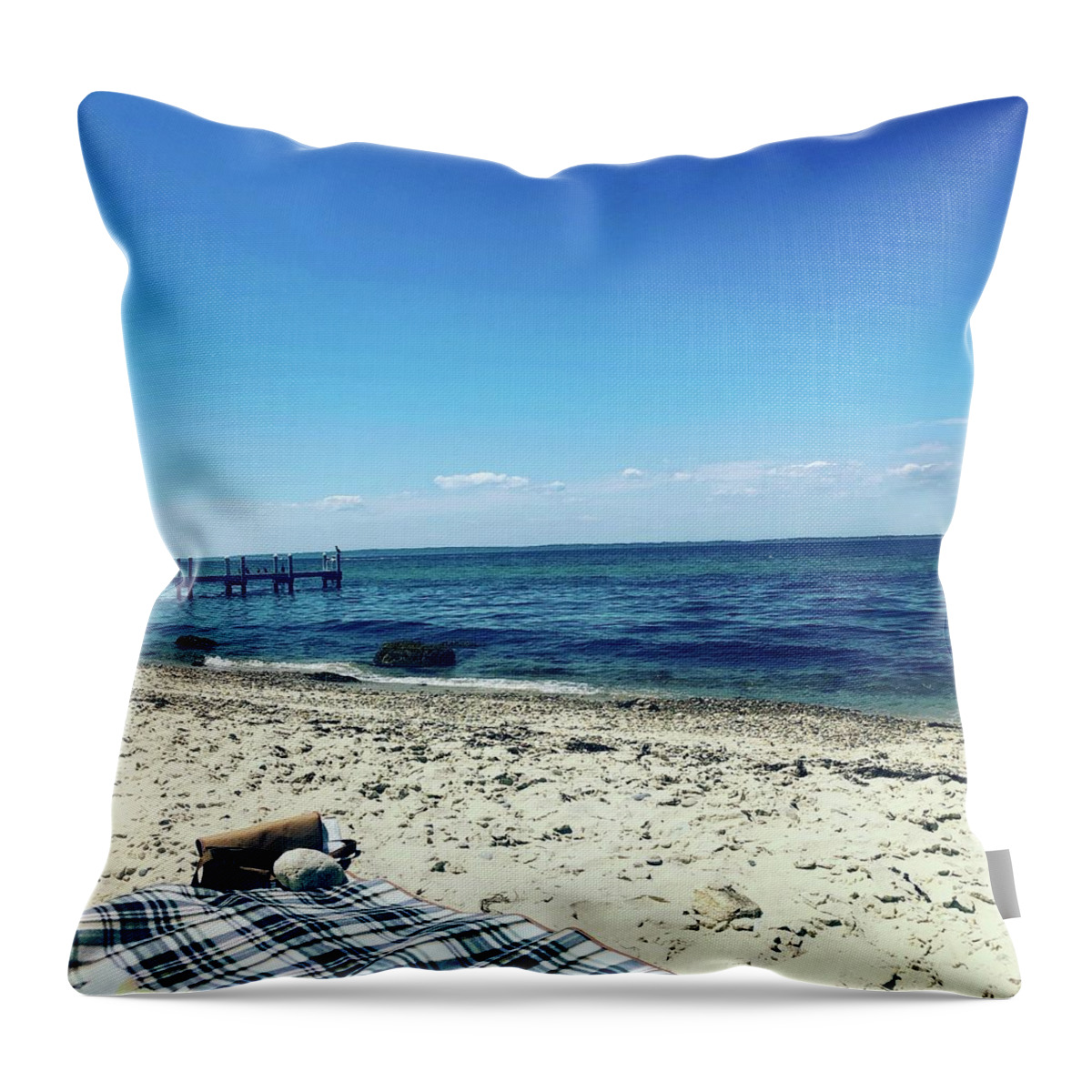 Marthas Vineyard Throw Pillow featuring the photograph Beach Day by Sue Morris