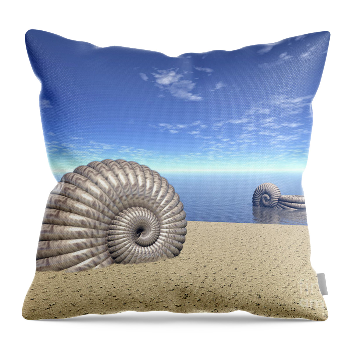 Ancient Throw Pillow featuring the digital art Beach of Shells by Phil Perkins