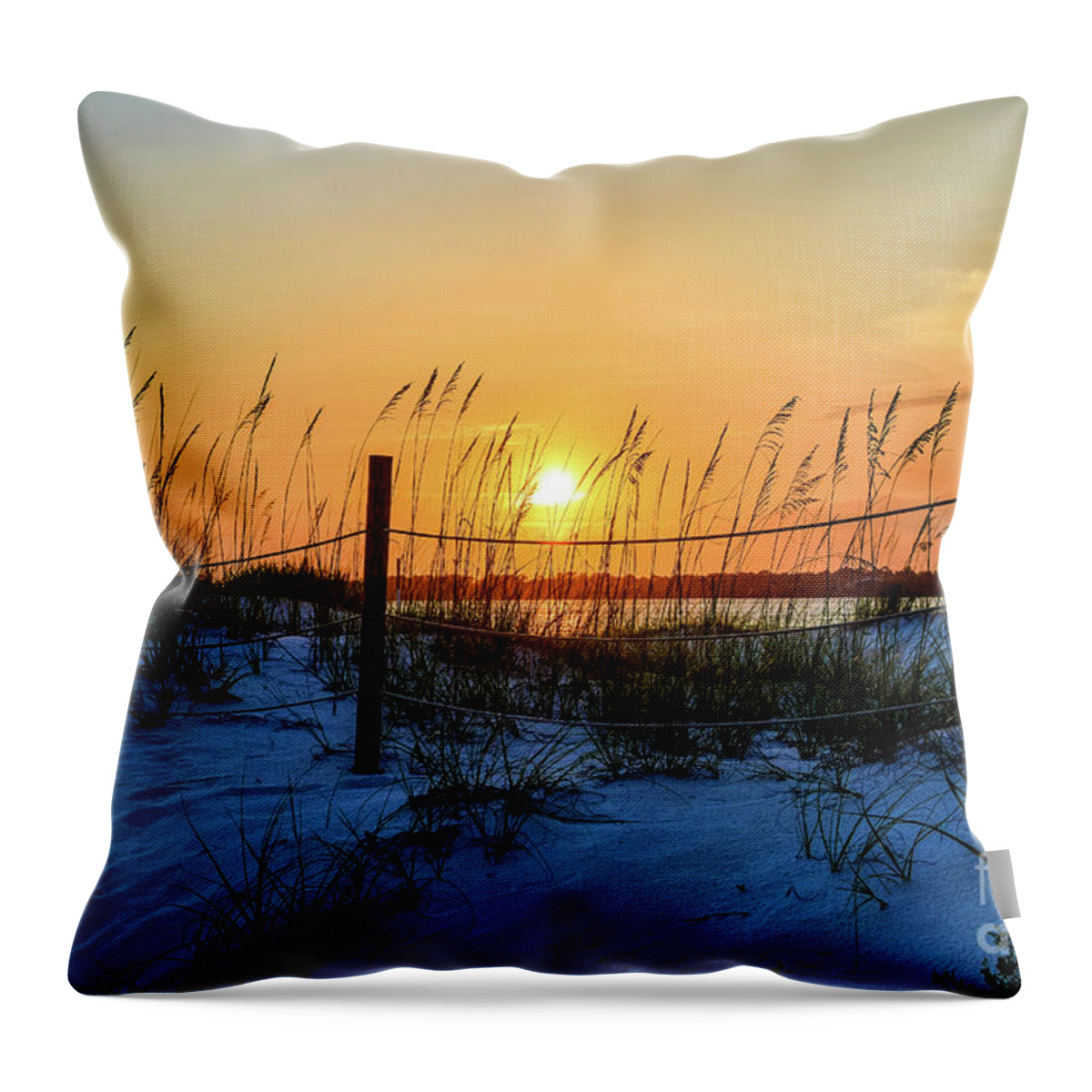 Sun Throw Pillow featuring the photograph Beach Sand Dunes Sunset, Perdido Key, Florida by Beachtown Views