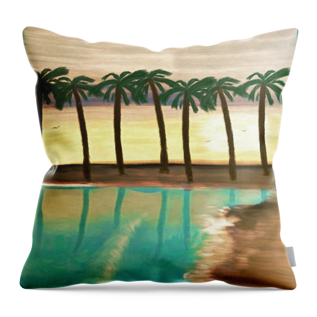 Beach Throw Pillow featuring the digital art Beach Sunset by Jason Fink