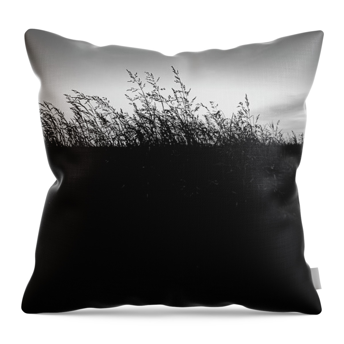 Sand Dunes Throw Pillow featuring the photograph Beachgrass Sunset Black and White by Pelo Blanco Photo