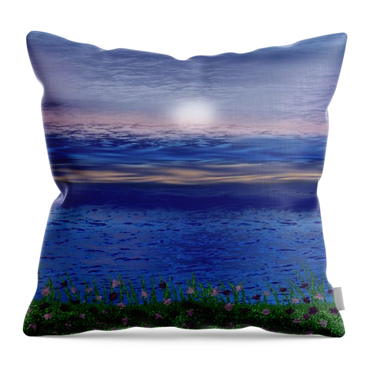 Sunrise Throw Pillow featuring the digital art Beachside sunrise by Elaine Rose Hayward