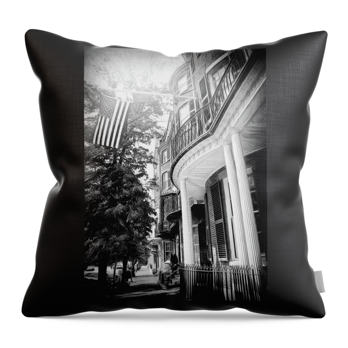 Boston Throw Pillow featuring the photograph Beacon Hill Boston Massachusetts Black and White by Carol Japp