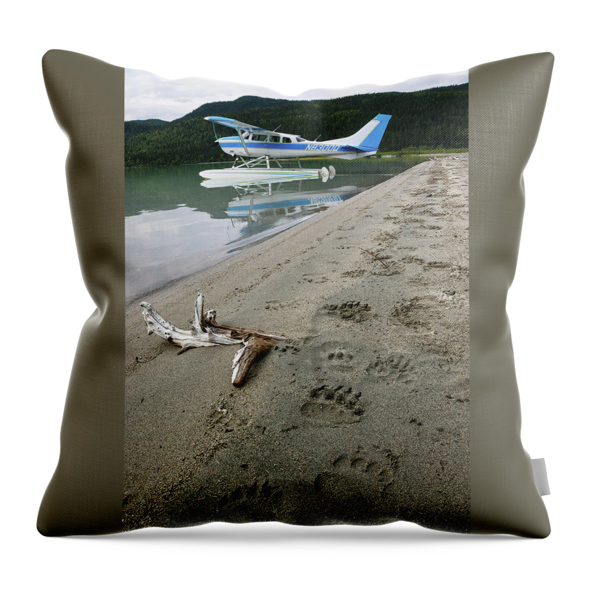 Alaska Throw Pillow featuring the photograph Bear Tracks in Alaska by Cheryl Strahl