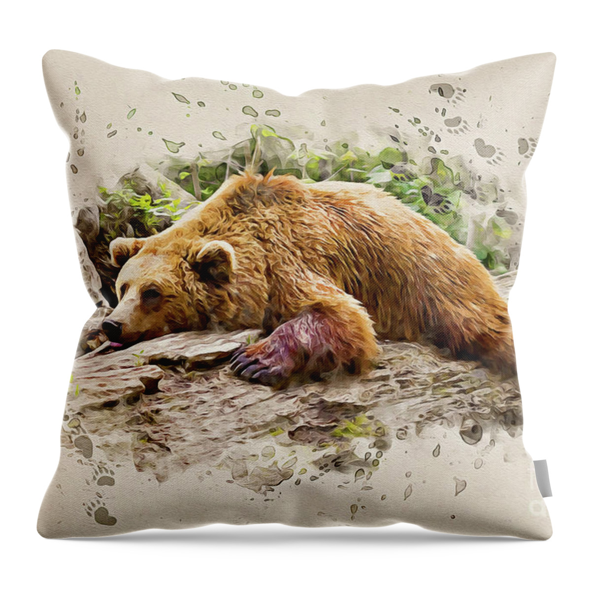 Bear Throw Pillow featuring the painting Bearly There by Denise Dundon