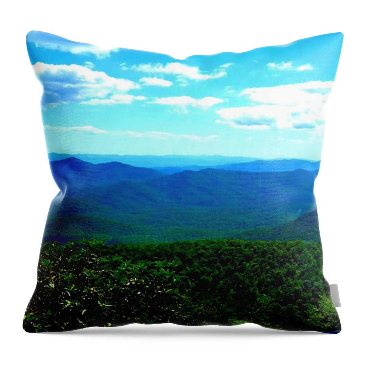 Blue Hue Mountains Throw Pillow featuring the photograph Beautiful Blue Mountain Views by Stacie Siemsen