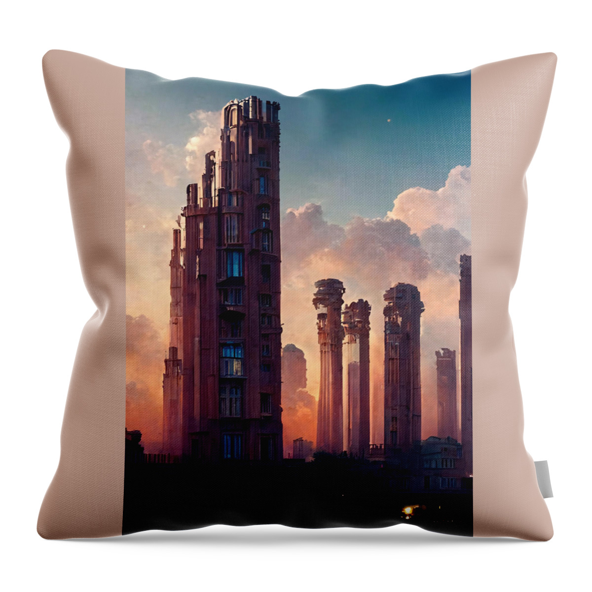 Picture Throw Pillow featuring the painting Beautiful buildings in a city detailed concept art arch 1ae4ba18 6aca 4614 bdee ec78565 by MotionAge Designs
