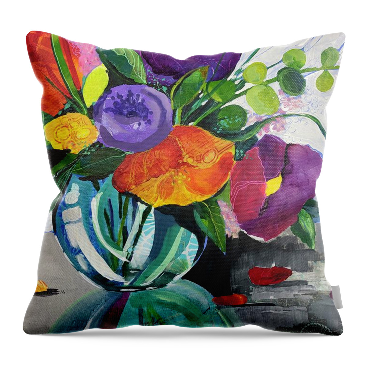  Throw Pillow featuring the mixed media Beautiful Vessel 1 by Julie Tibus