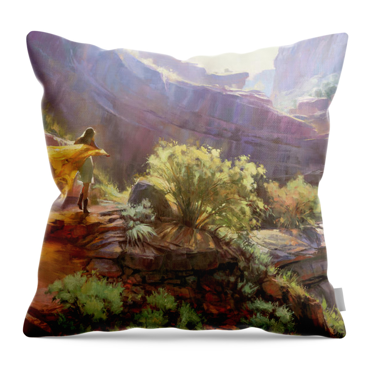 Landscape Throw Pillow featuring the painting Beauty and the Abyss by Steve Henderson