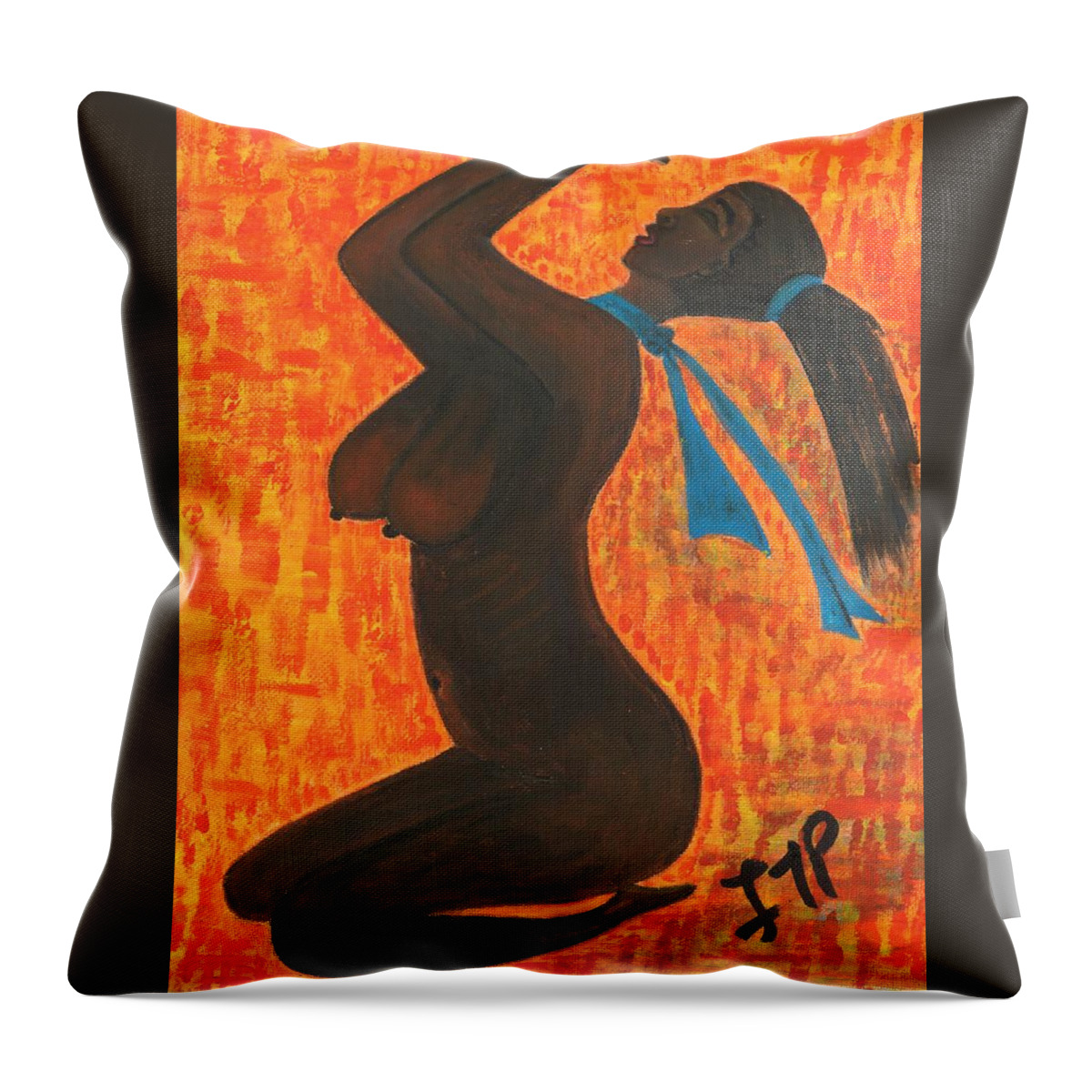 Woman Throw Pillow featuring the painting Beauty and the Beauty by Esoteric Gardens KN