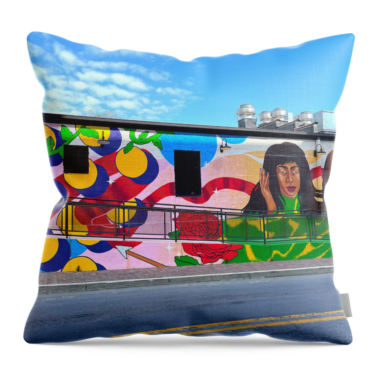 Mural Throw Pillow featuring the photograph Beauty on the Building by Lee Darnell