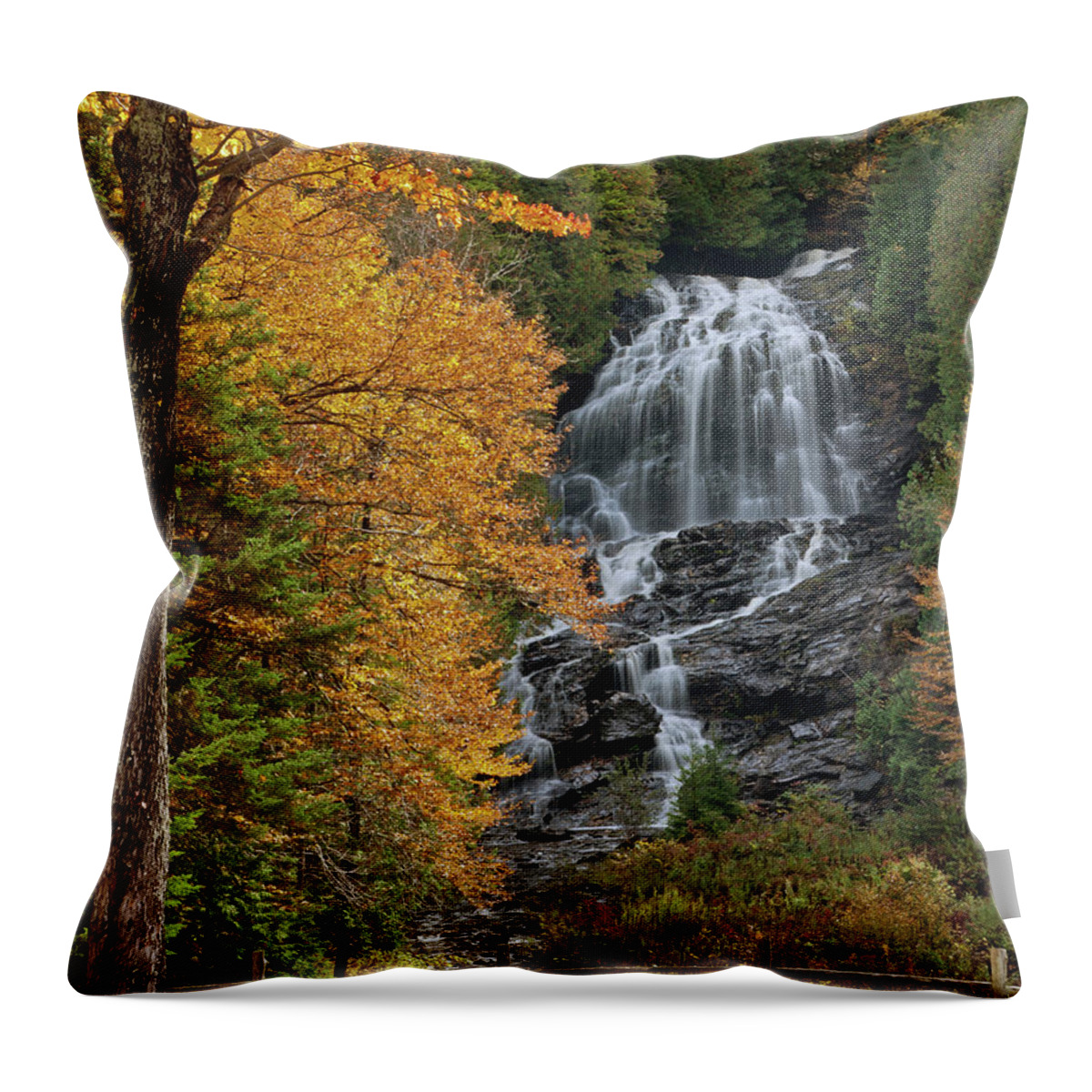 Fall Throw Pillow featuring the photograph Beaver Brook Falls - Colebrook, NH October 2012 by John Rowe