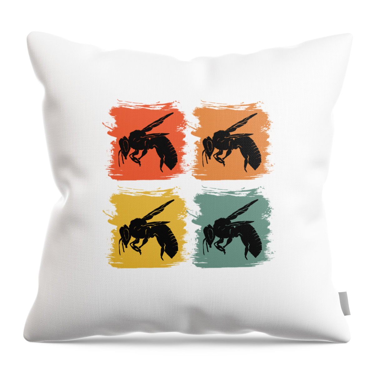 Bee Throw Pillow featuring the digital art Bee Wasp Retro Pop Art Gift Idea by J M