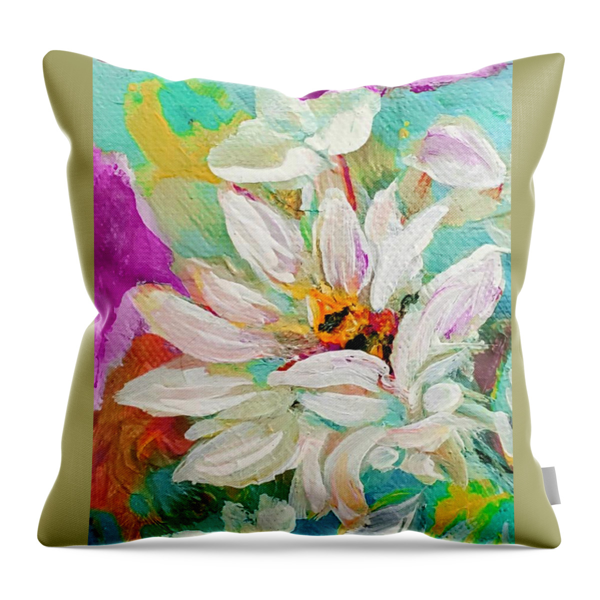 Bees Throw Pillow featuring the painting Bees and Flowers And Leaves by Lisa Kaiser