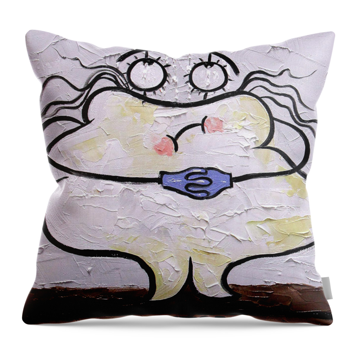 Before The Dentist Appointment Throw Pillow featuring the painting Before The Dentist Appointment by Anthony Falbo