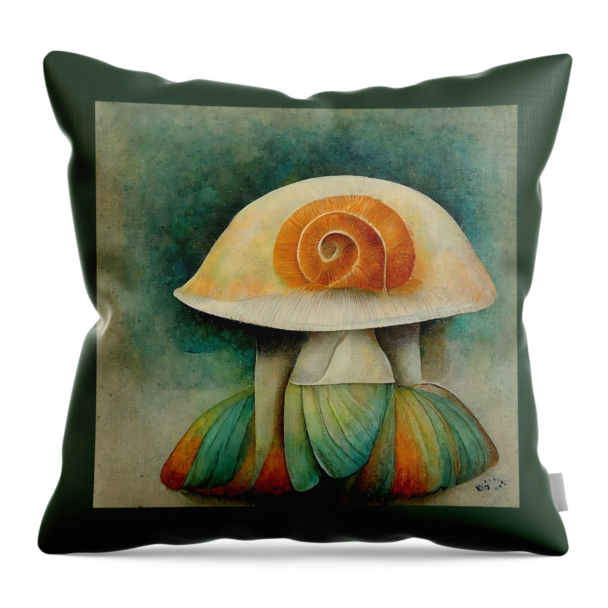 Mushroom Throw Pillow featuring the digital art Bell Bottomed Shroom by Vicki Noble