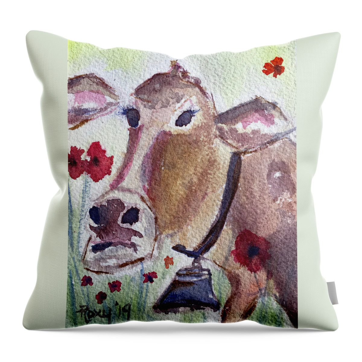 Watercolor Throw Pillow featuring the painting Belle by Roxy Rich