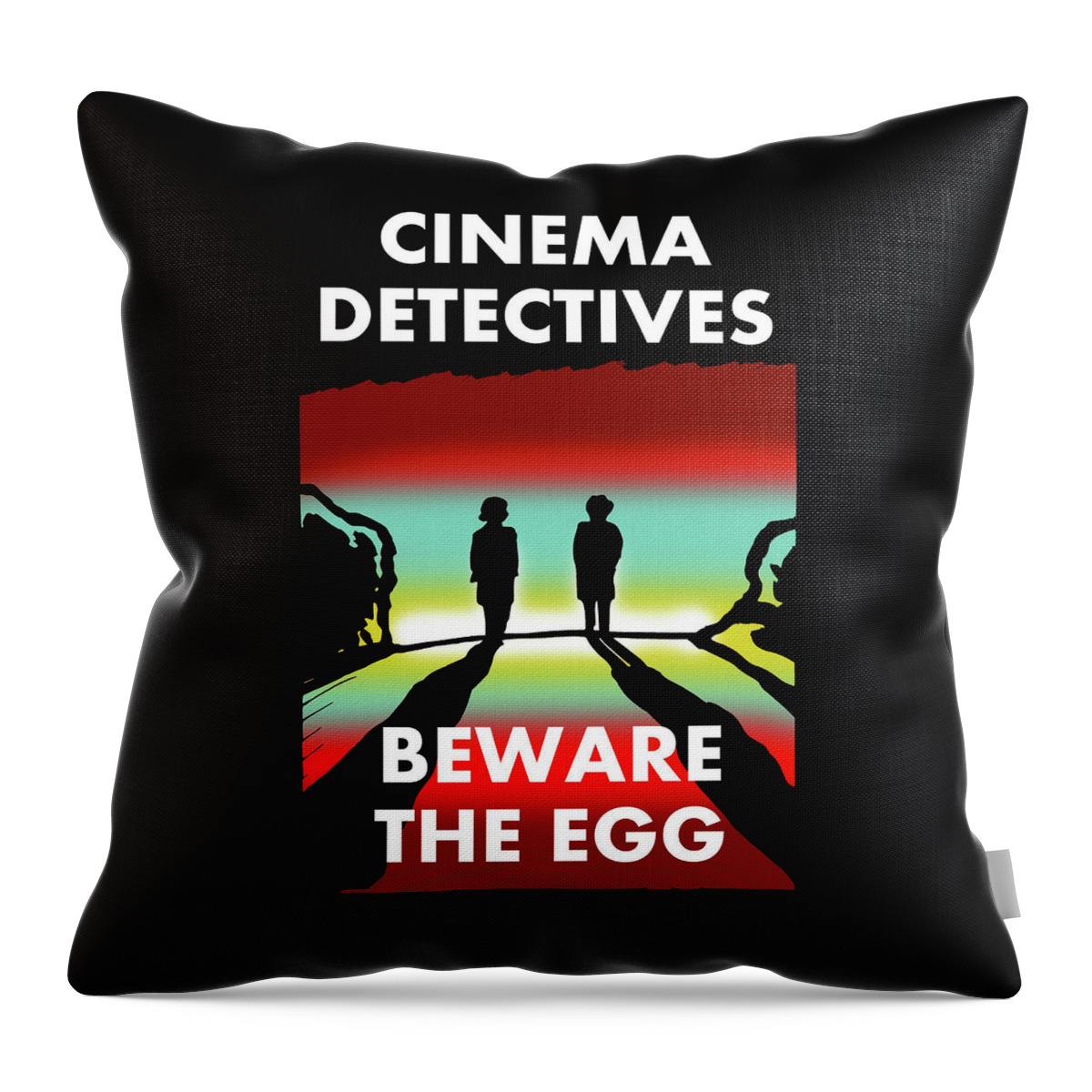 Cinema Detectives Throw Pillow featuring the digital art Beware The Egg by Chris Reynolds