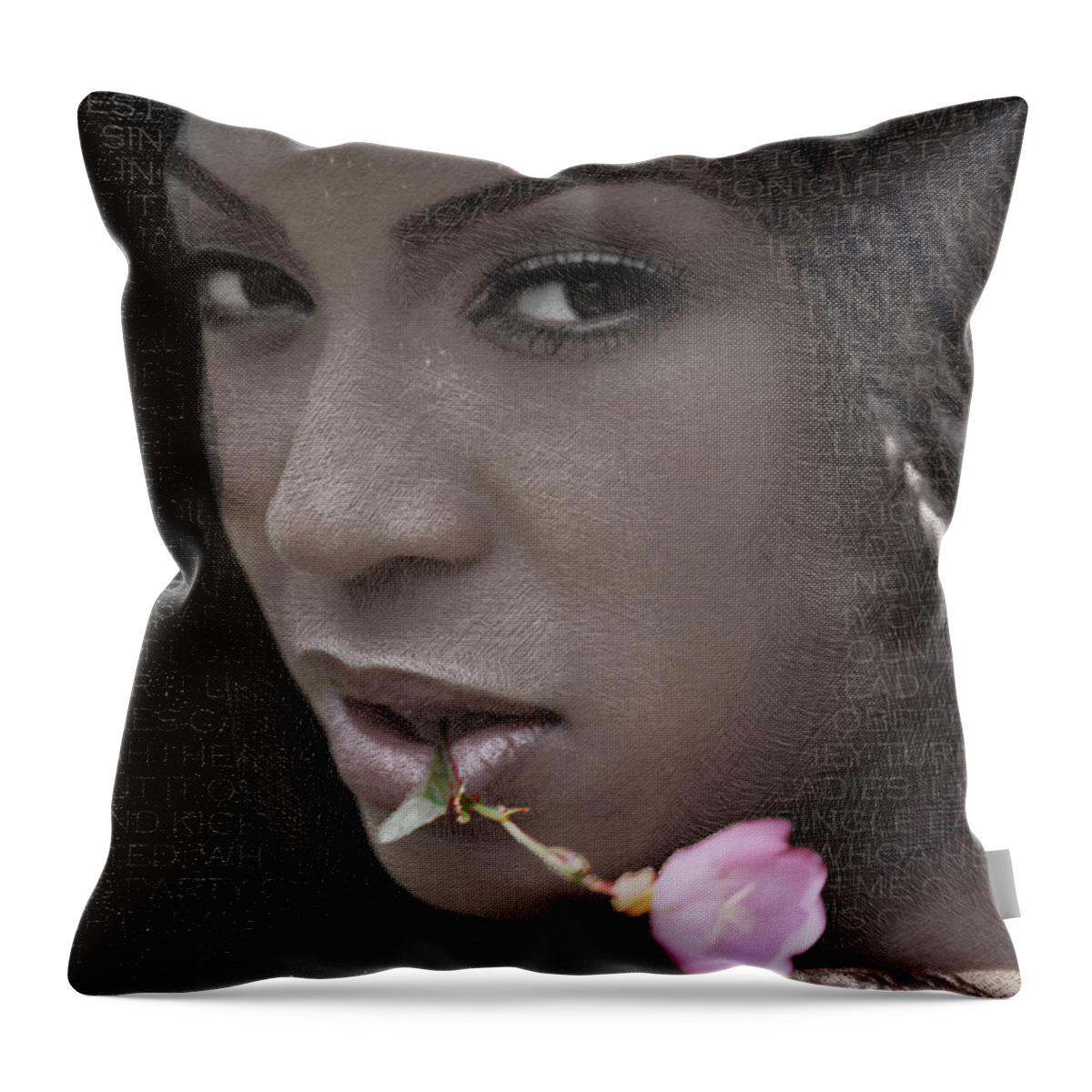 Luciano Pavarotti Throw Pillow featuring the painting Beyonce Knowles And Lyrics by Tony Rubino