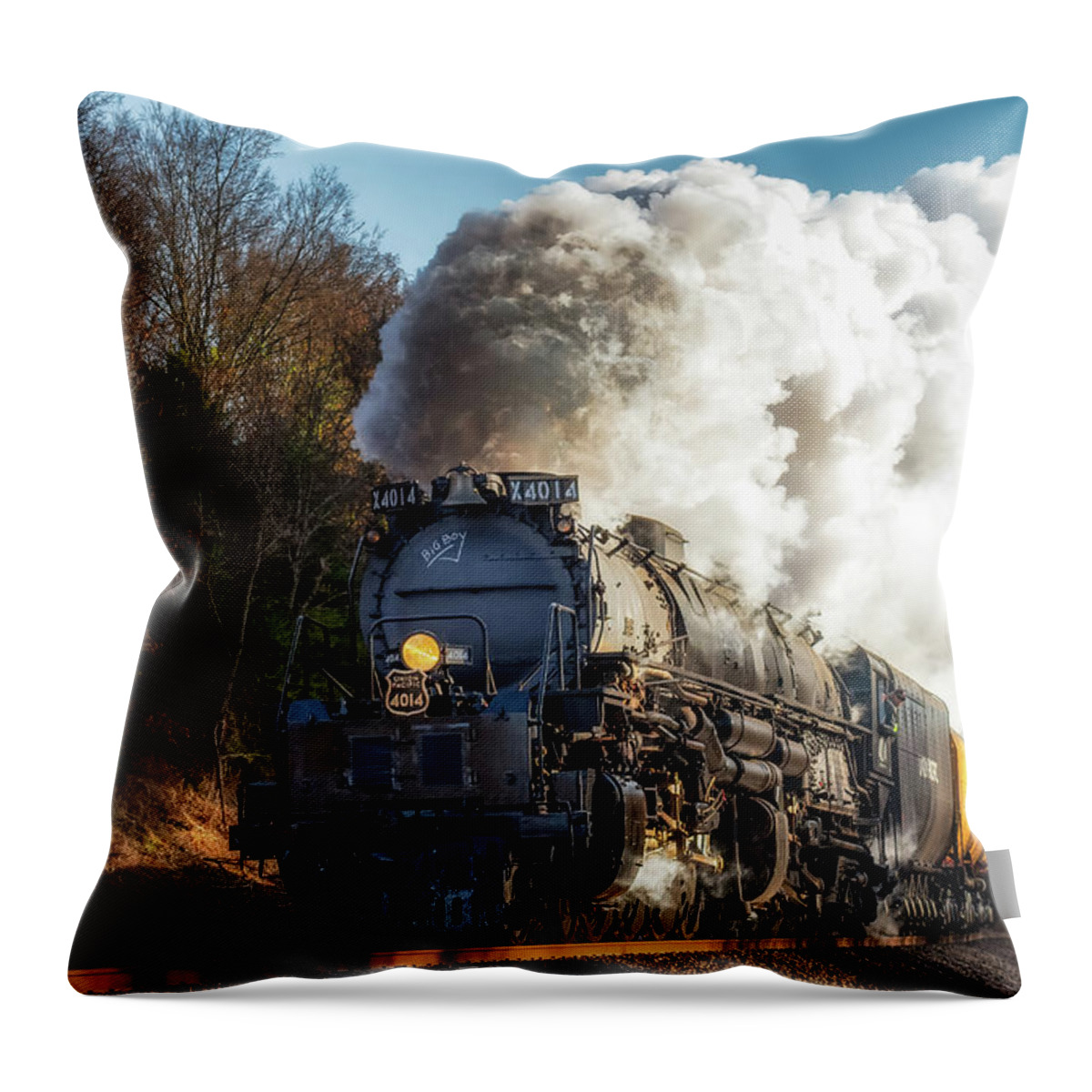 Engine 4014 Throw Pillow featuring the photograph Big Boy Under Steam by James Barber
