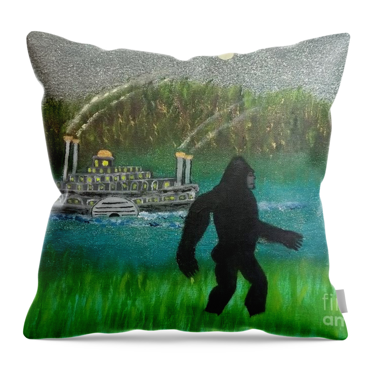 Bigfoot Throw Pillow featuring the painting Big Foot by David Westwood