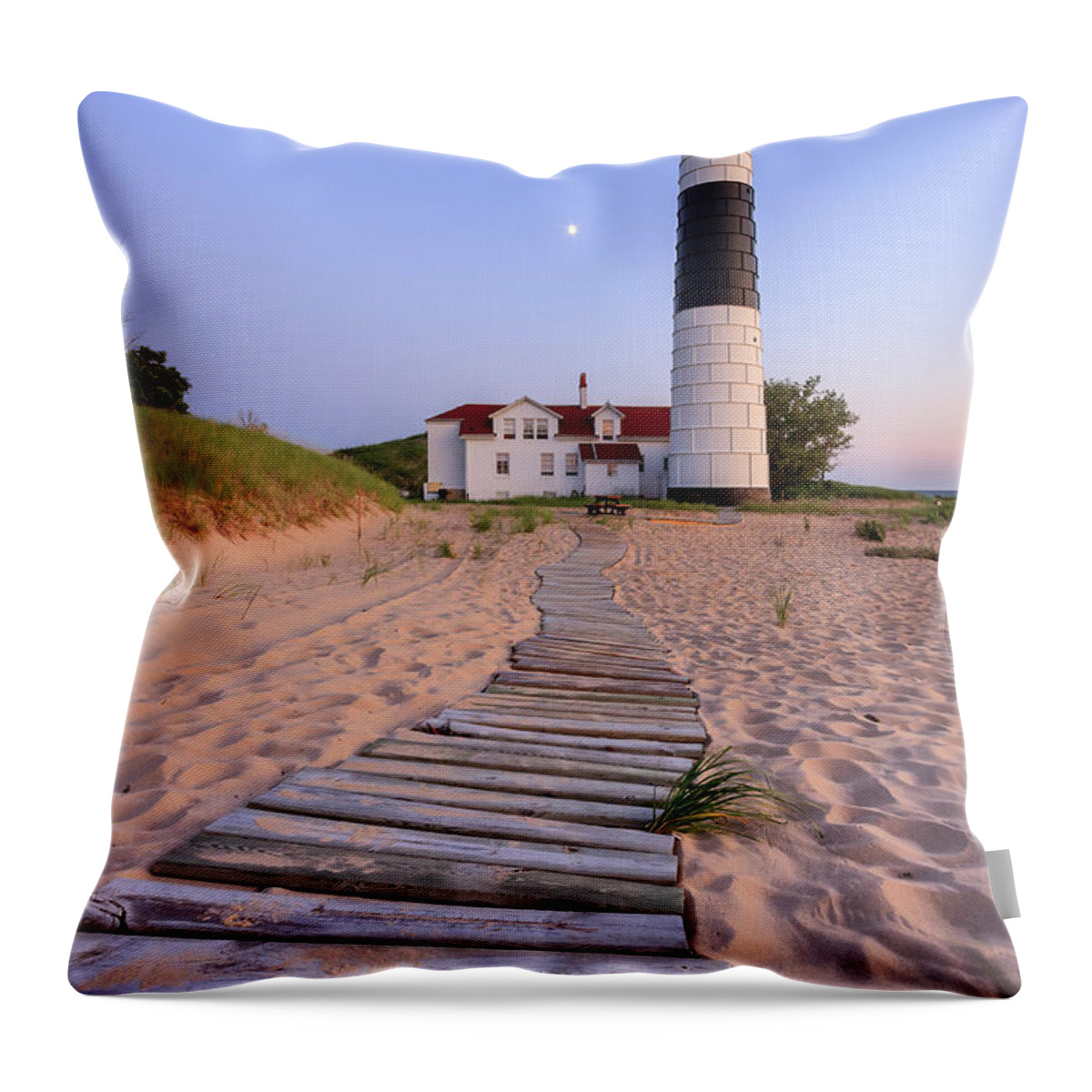 3scape Photos Throw Pillow featuring the photograph Big Sable Point Lighthouse by Adam Romanowicz