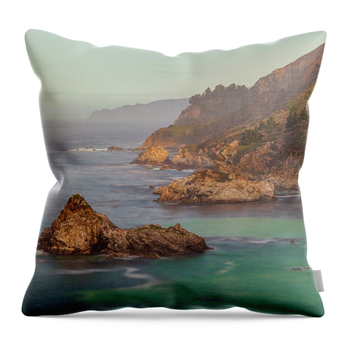 Landscape Throw Pillow featuring the photograph Big Sur Sunrise vertical by Jonathan Nguyen