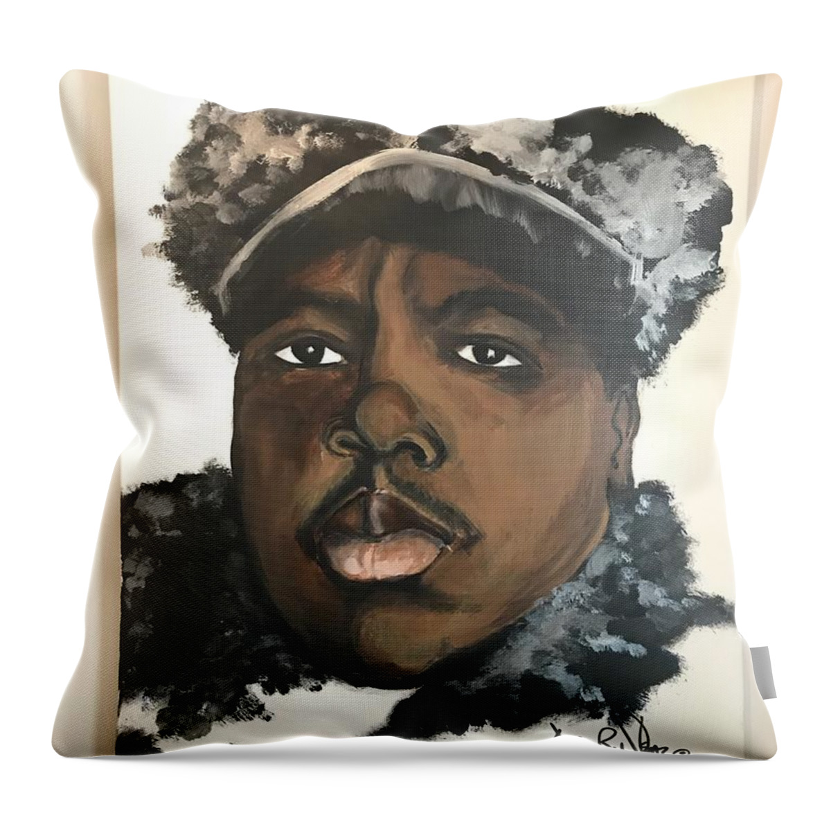  Throw Pillow featuring the painting Biggie by Angie ONeal