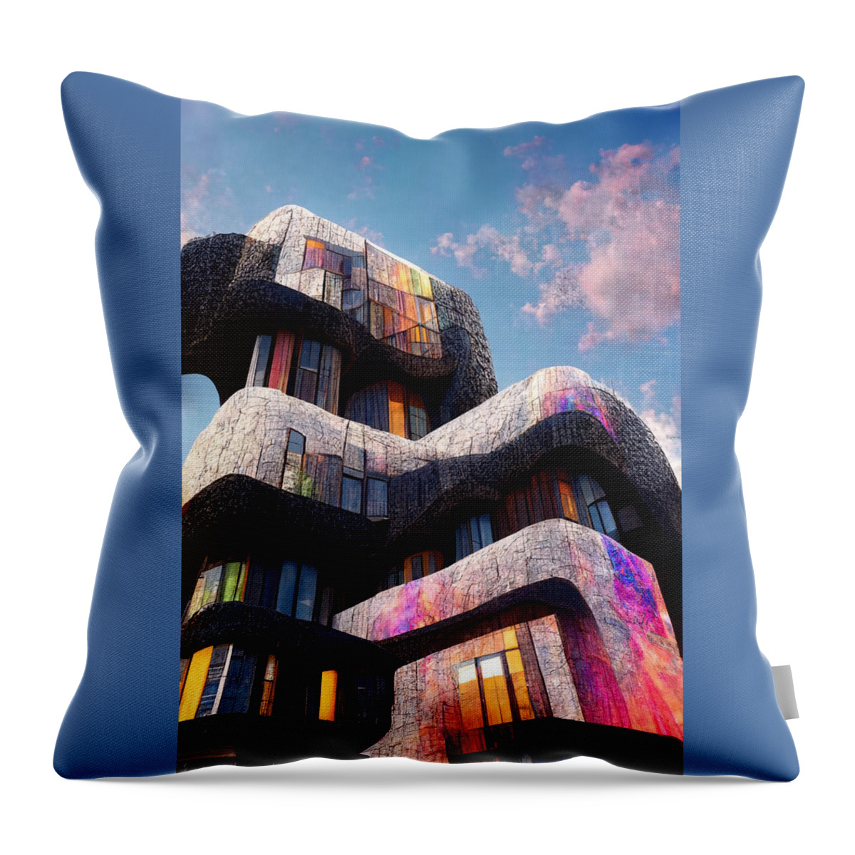 Beautiful Throw Pillow featuring the painting Bilaterally Symetric Building Facade Front Facing Pa Dc2bc15f 2abd 4421 8cba Fbdf641161e1 by MotionAge Designs