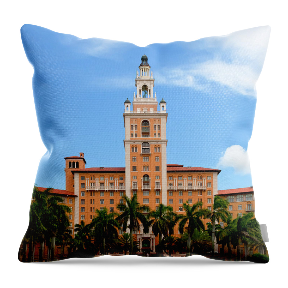 Architecture Throw Pillow featuring the photograph Biltmore Hotel Coral Gables by Ed Gleichman