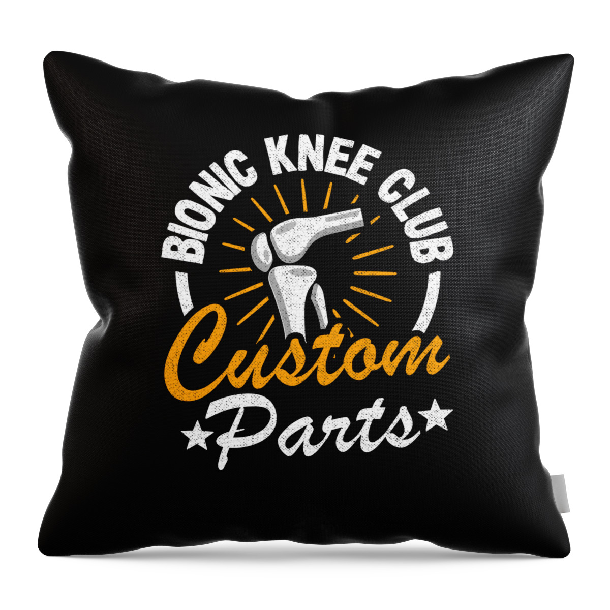Bionic Knee Club Knee Replacement Surgery 70s Logo Throw Pillow
