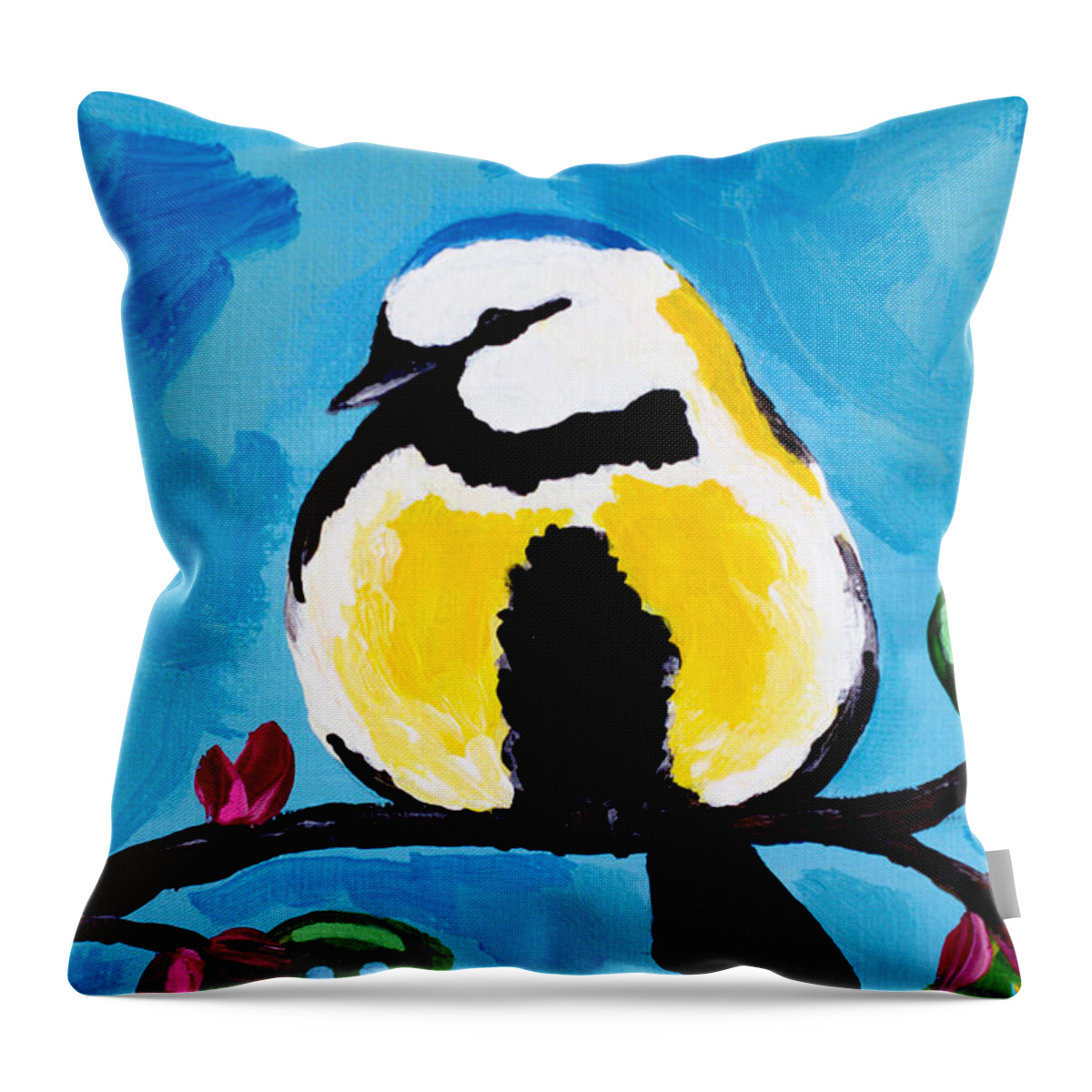 Bird Throw Pillow featuring the painting Bird Blue by Beth Ann Scott