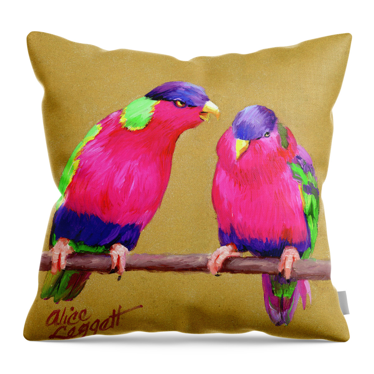 Bird Throw Pillow featuring the painting Bird Blurbs by Alice Leggett
