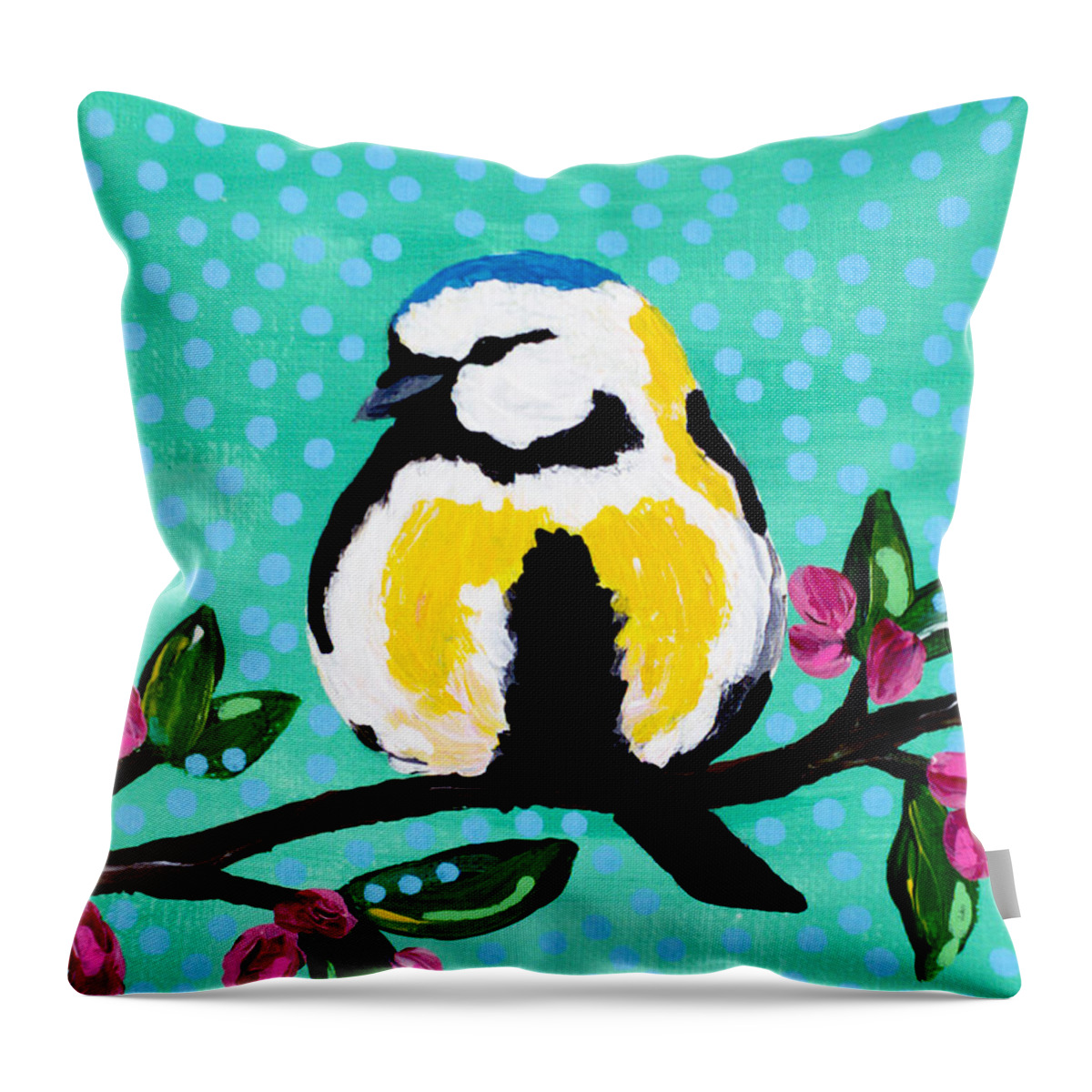 Bird Throw Pillow featuring the painting Bird Teal by Beth Ann Scott