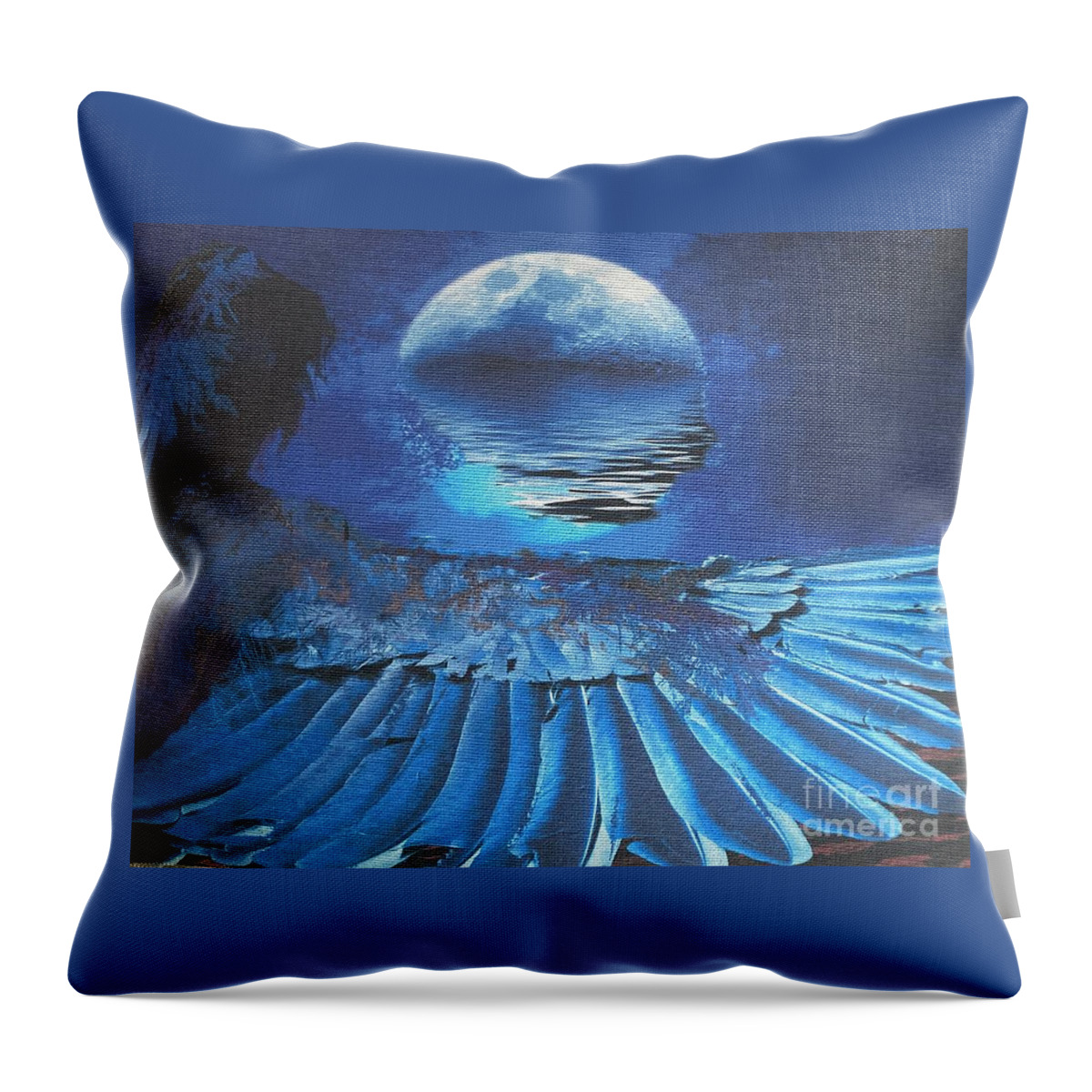  Throw Pillow featuring the photograph BirdMoonWoman by Mary Kobet