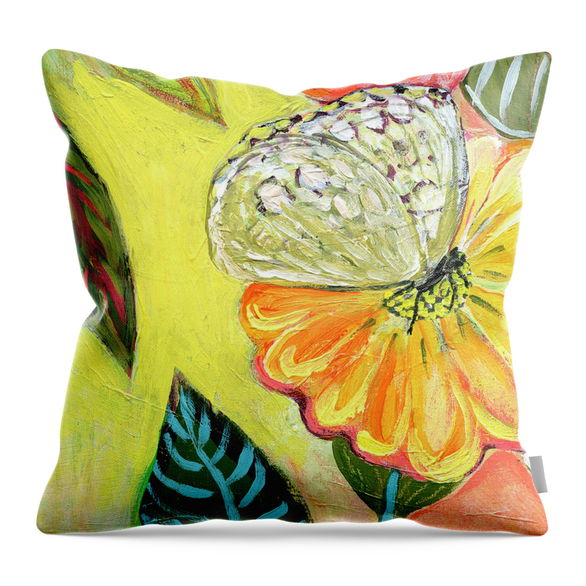 Butterfly Throw Pillow featuring the painting Birds and Butterflies No 10 by Jennifer Lommers