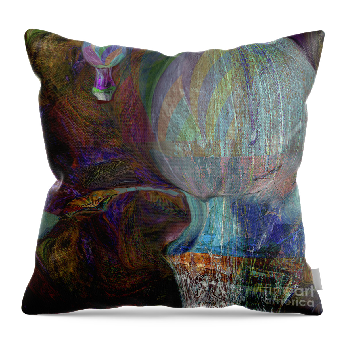 Square Throw Pillow featuring the mixed media Rising Higher by Zsanan Studio