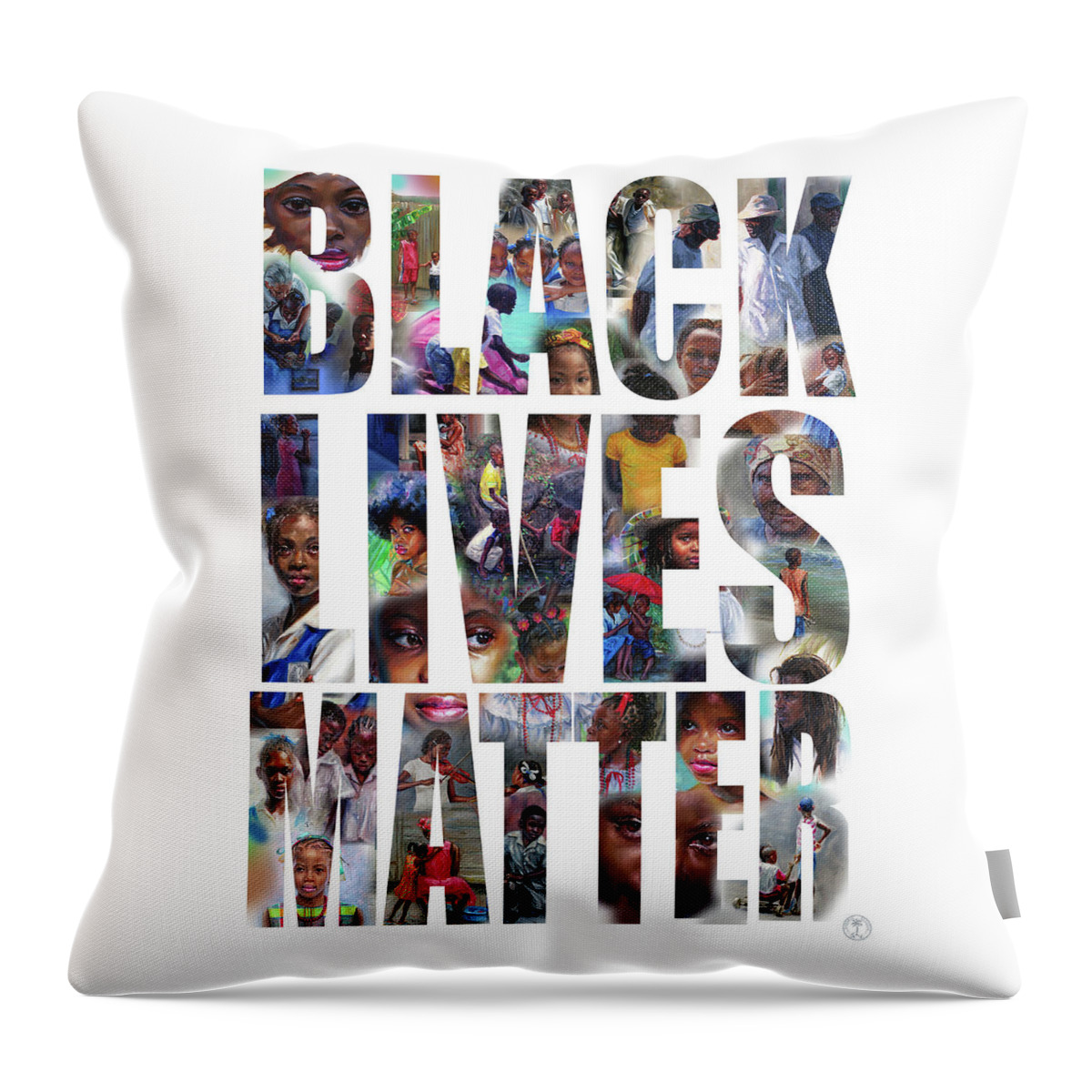 Black Lives Matter Throw Pillow featuring the painting Black Lives Matter- white background by Jonathan Gladding