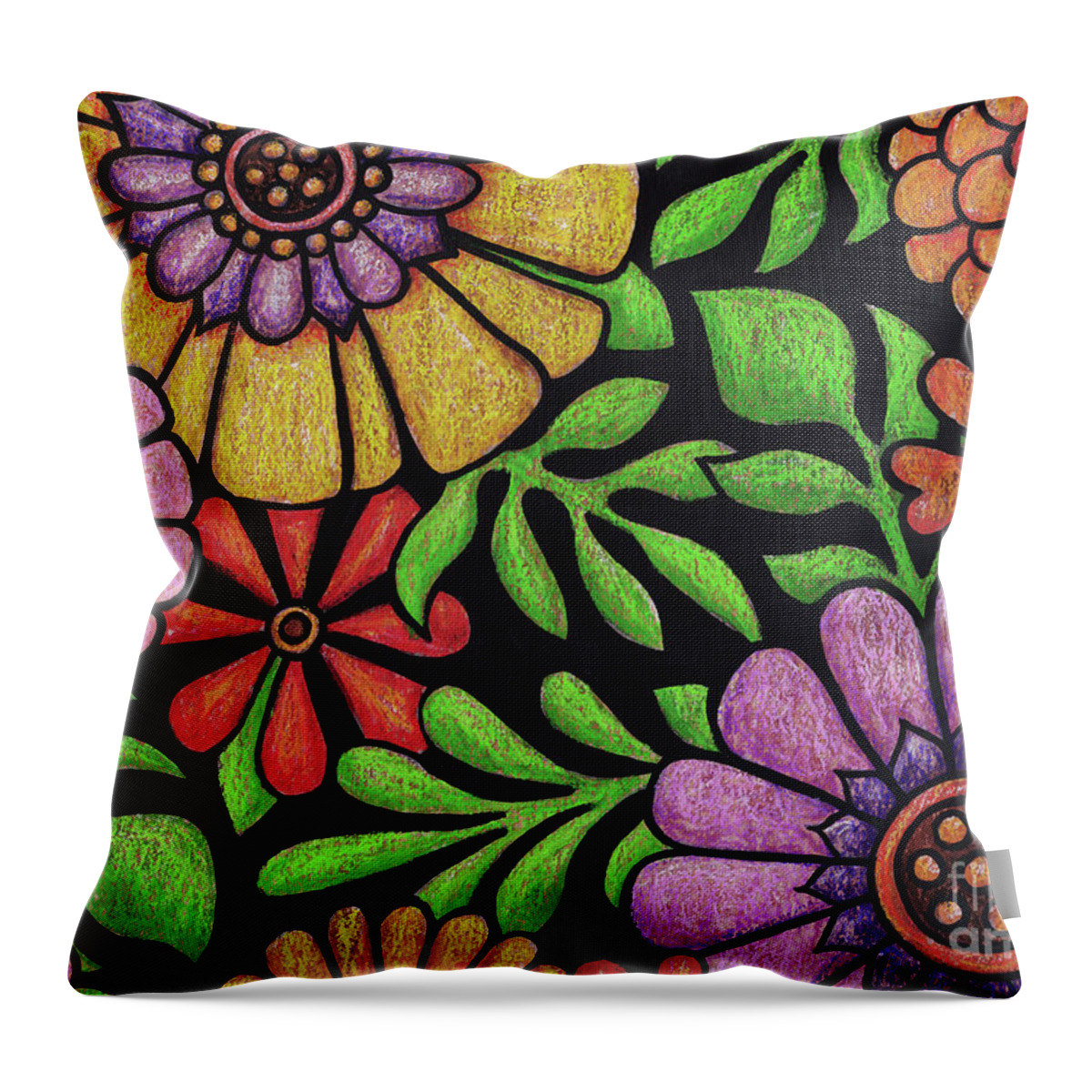 Flower Throw Pillow featuring the painting Black Night Blooming. Part 1. by Amy E Fraser