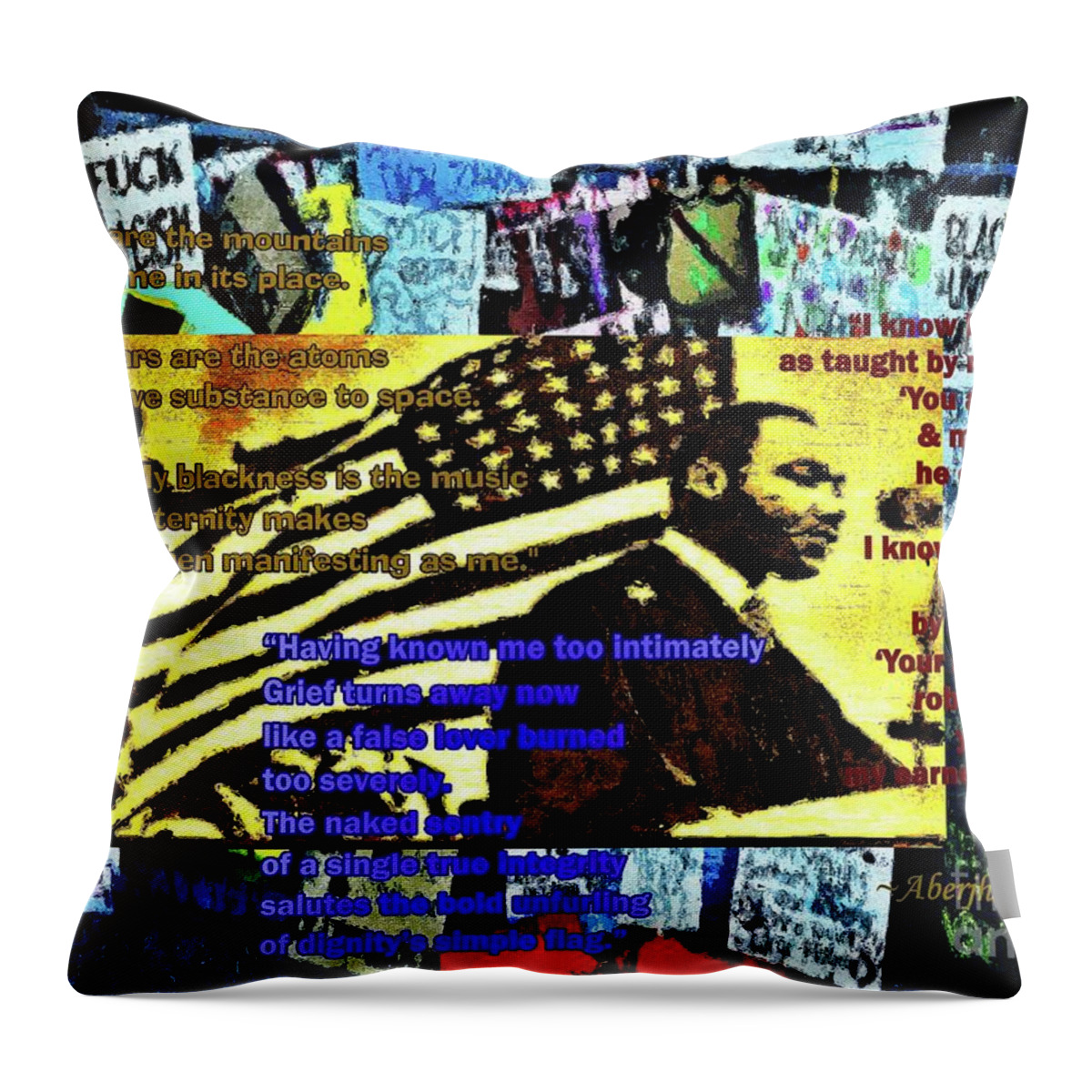 Juneteenth Throw Pillow featuring the mixed media Blackness as Taught by My Father by Aberjhani