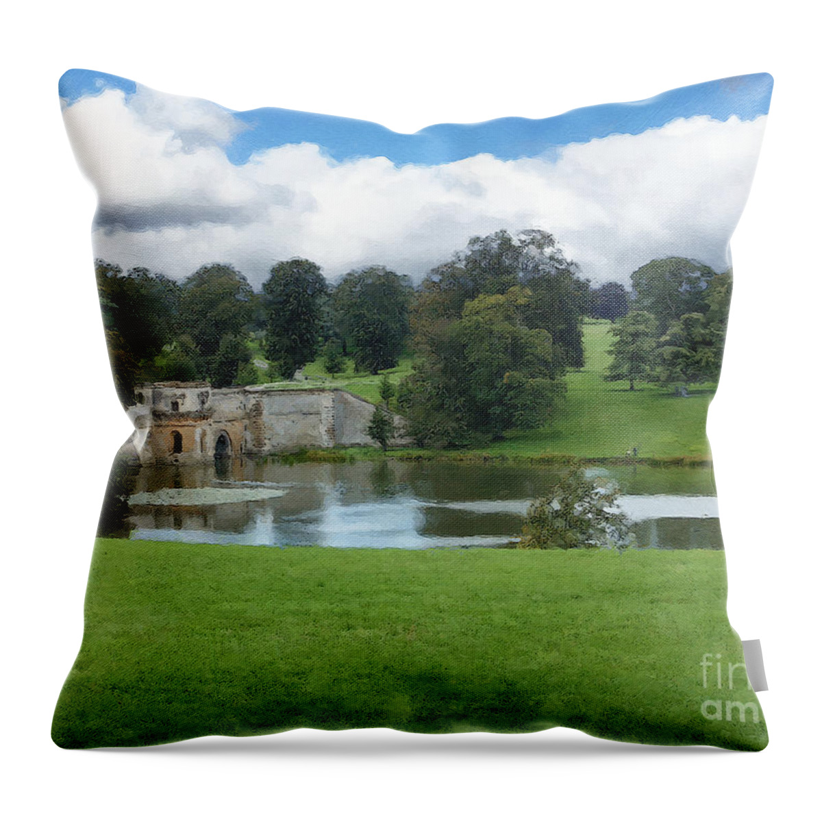 Blenheim Palace Throw Pillow featuring the photograph Blenheim Palace Grounds by Brian Watt