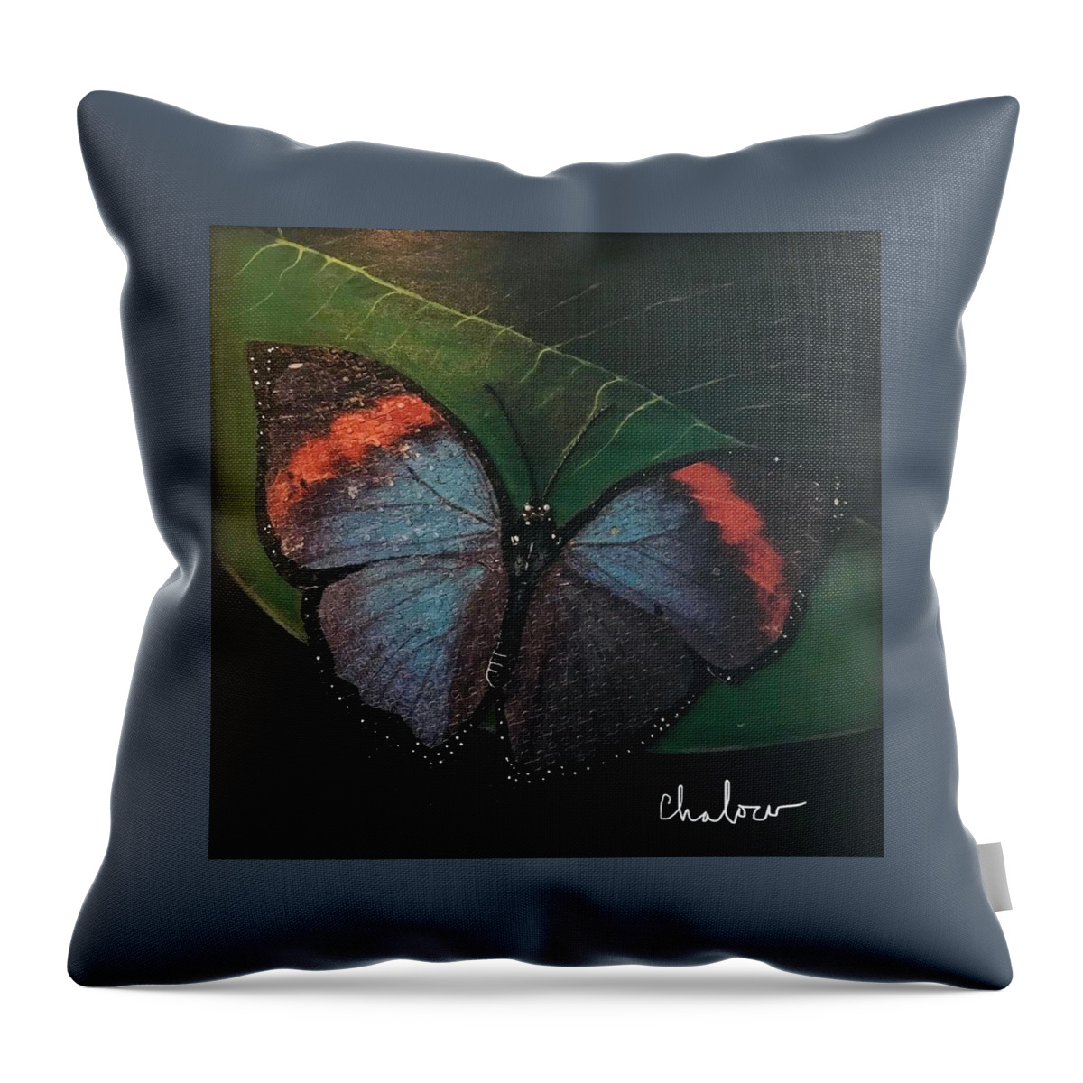 Butterfly Throw Pillow featuring the painting Blessed Butterfly by Charles Young