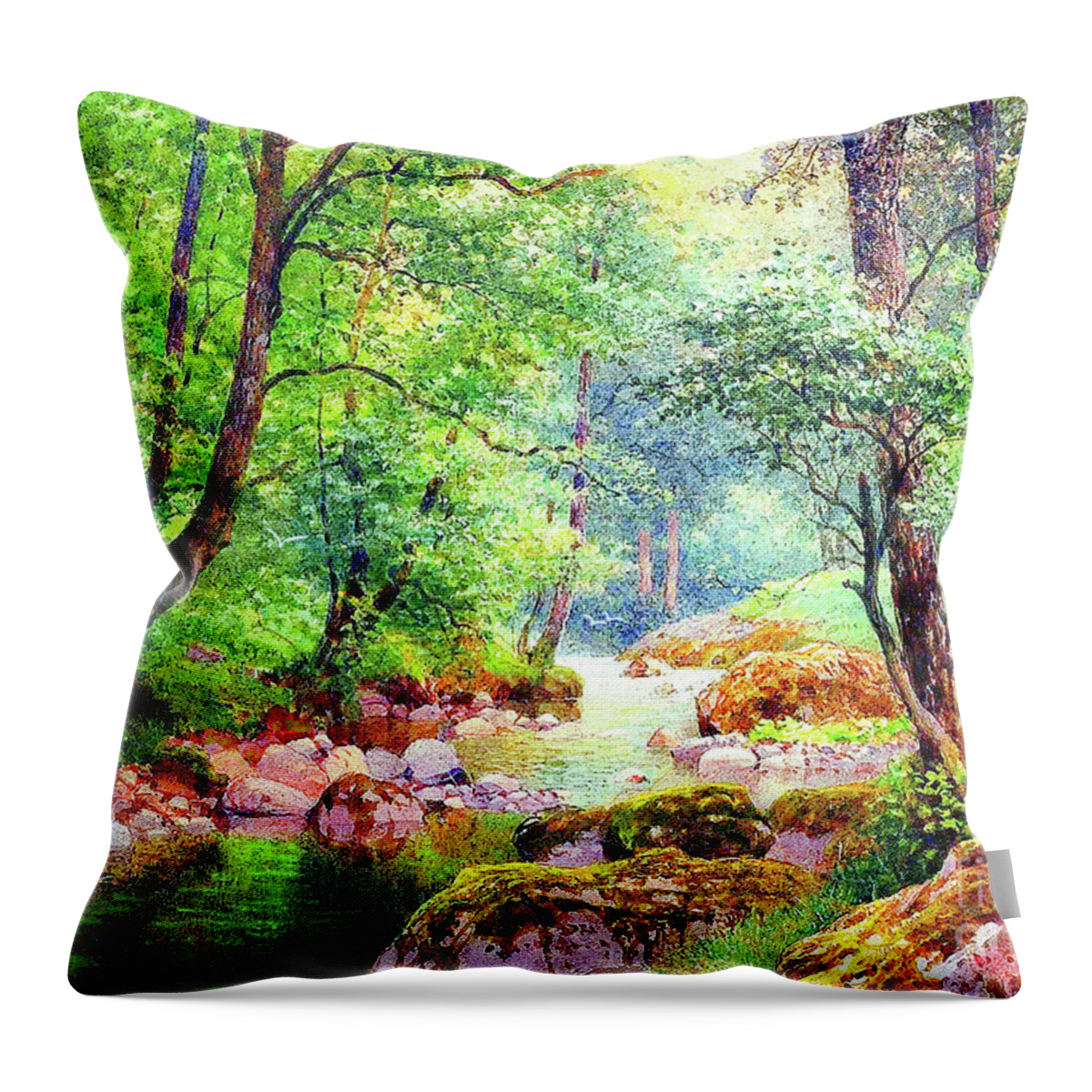 Landscape Throw Pillow featuring the painting Blissful Stream by Jane Small