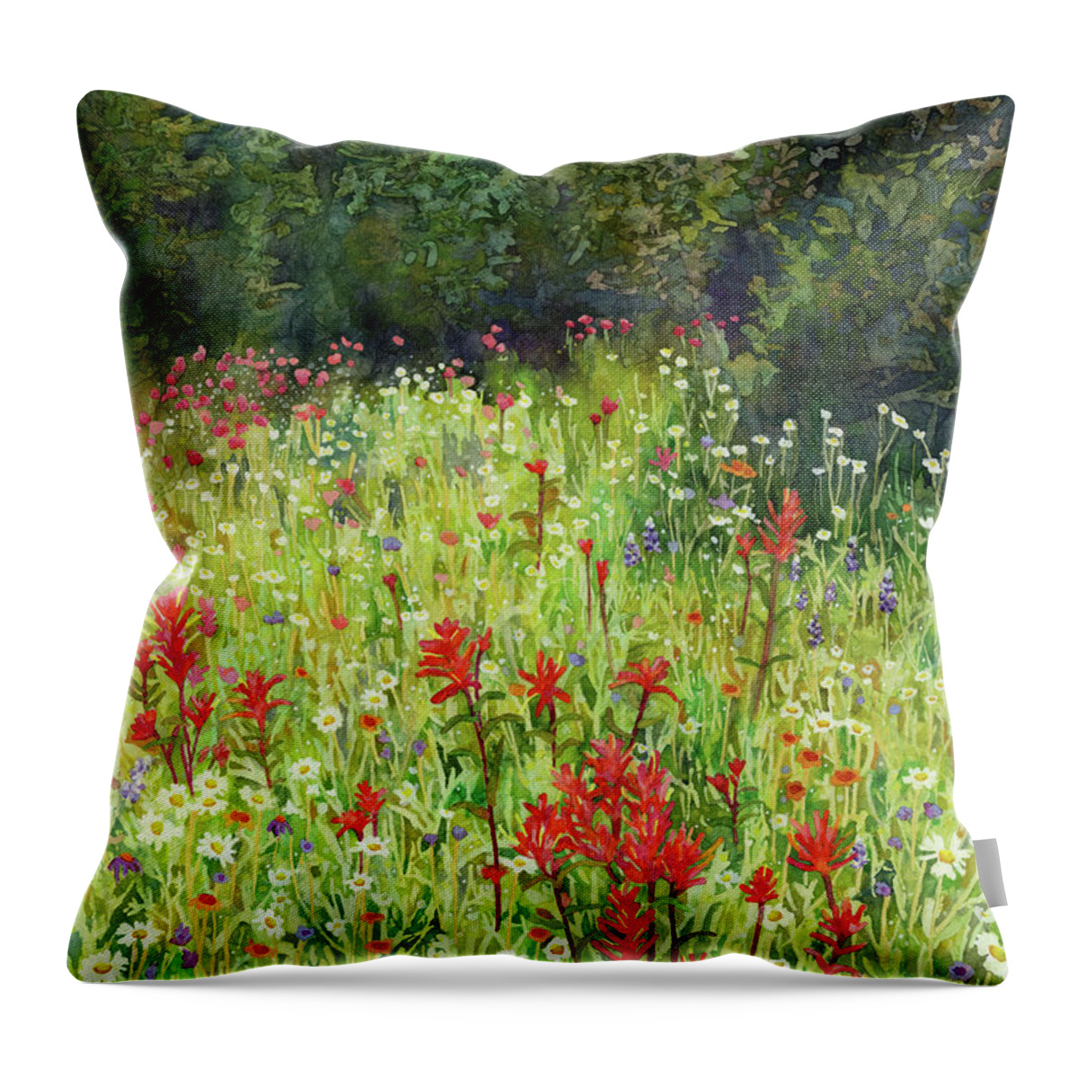 Bluebonnet Throw Pillow featuring the painting Blooming Field by Hailey E Herrera