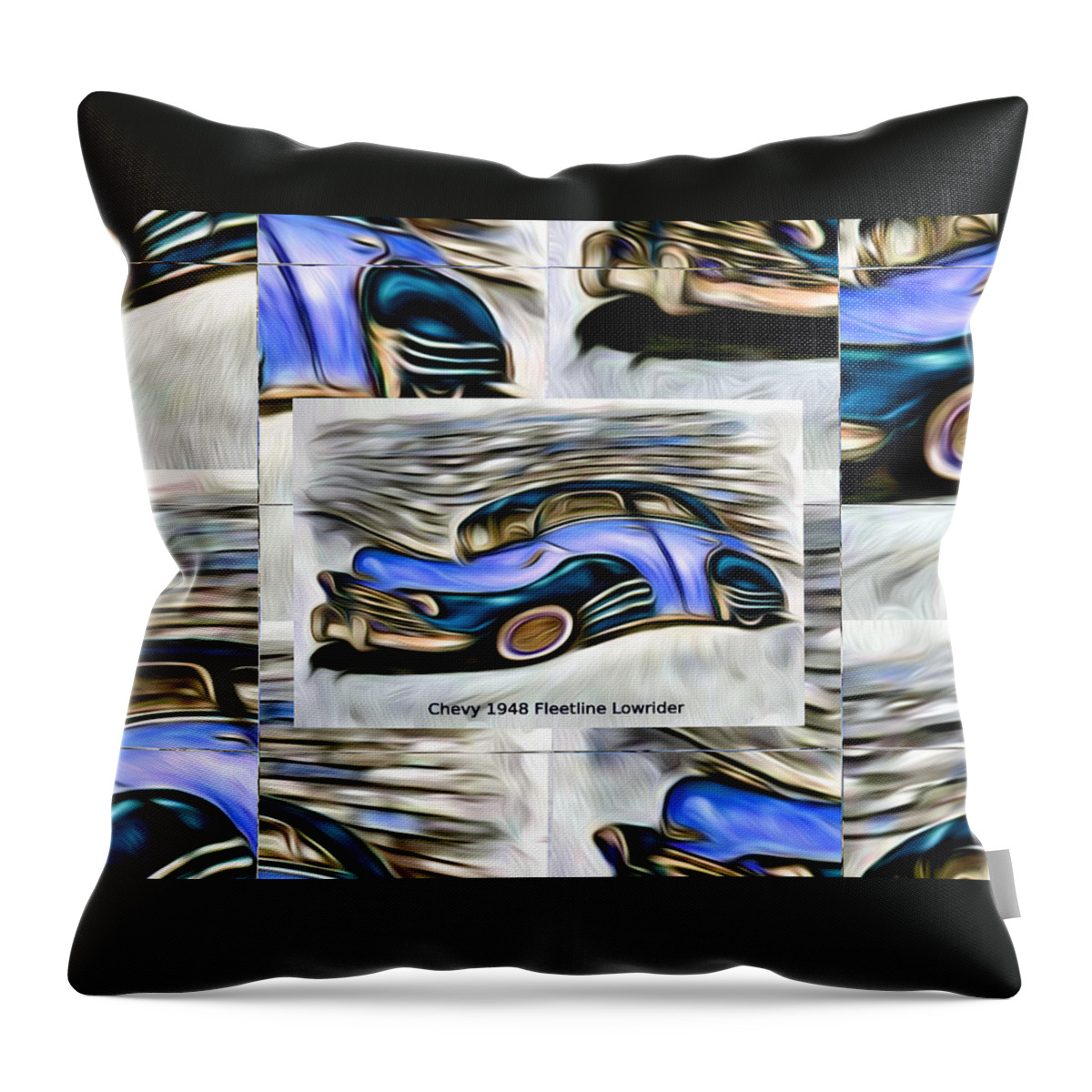 Chevy Throw Pillow featuring the digital art Blue Car Abstract Collage Art Poster by Ronald Mills