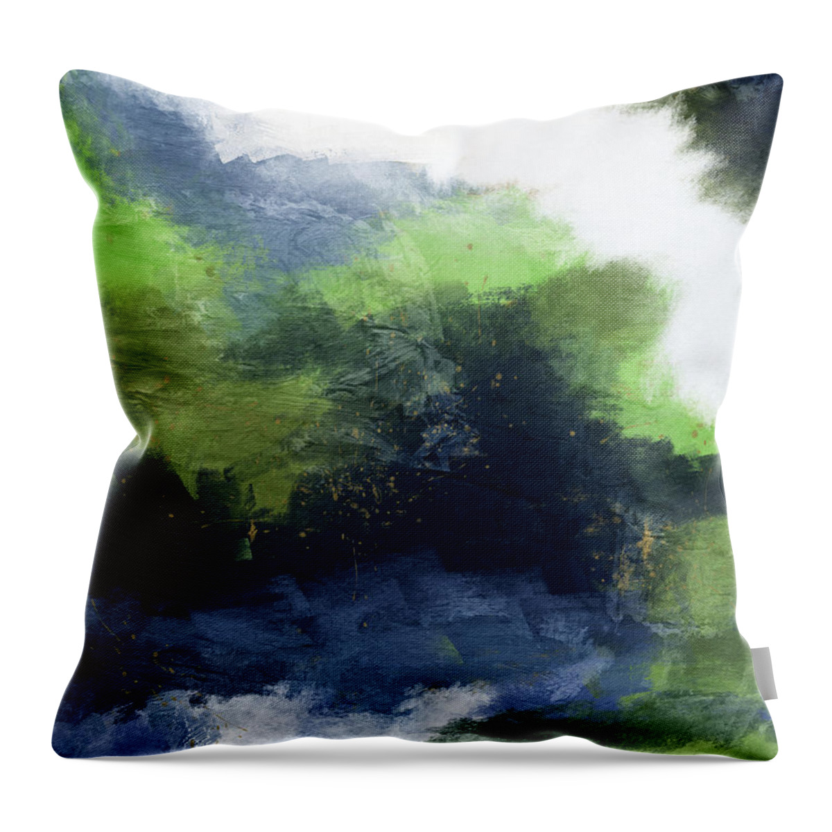 Blue Throw Pillow featuring the mixed media Blue Green Gateway 2- Abstract Art by Linda Woods by Linda Woods
